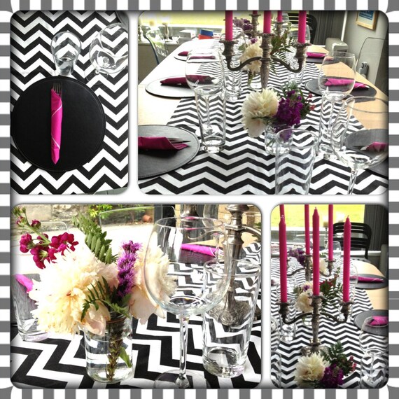 Items similar to CHOOSE SIZES RUNNER Chevron Black and white zig zag