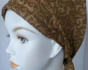 Classic Brown Chemo Cancer Hat Scarf Turban Alopecia Hair Loss Headwrap Bad Hair Day