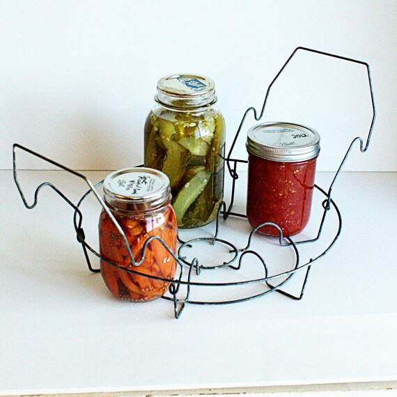 Vintage wire basket canning jar holder jar boiler