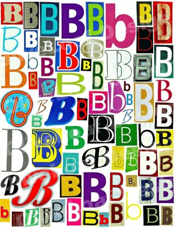 multicolor single letter b b printable digital single letter