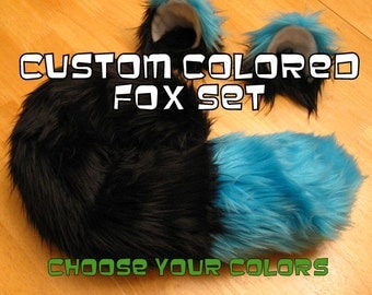 Fox Ears and Tail Halloween Costume Choose your colors - Fox Ears and Fox Tail-Anime, Fantasy, Cosplay. Burning Man, Anthrocon