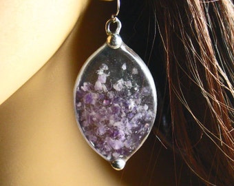 Amethyst, sterling silver and resin earrings, gift