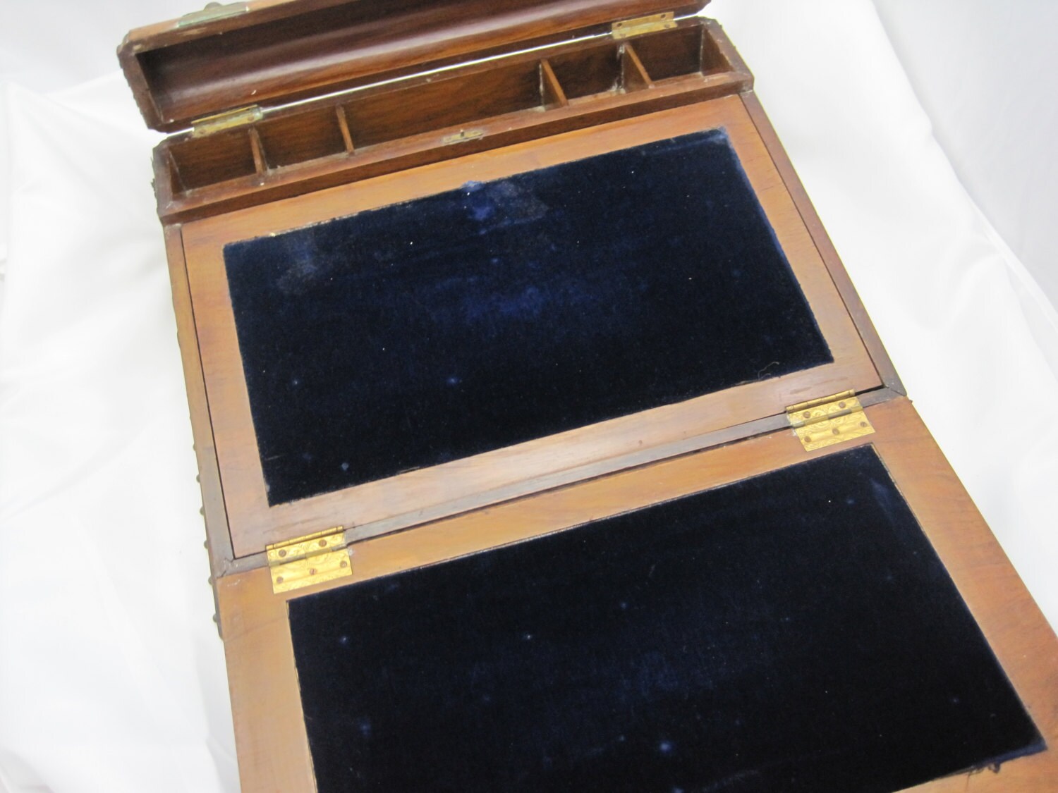 Antique Travel Desk Burl Wood Antique Victorian Tabletop