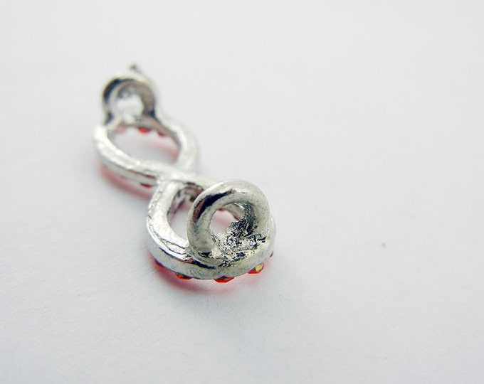 Double Link Infinity Knot Charm Red Rhinestones