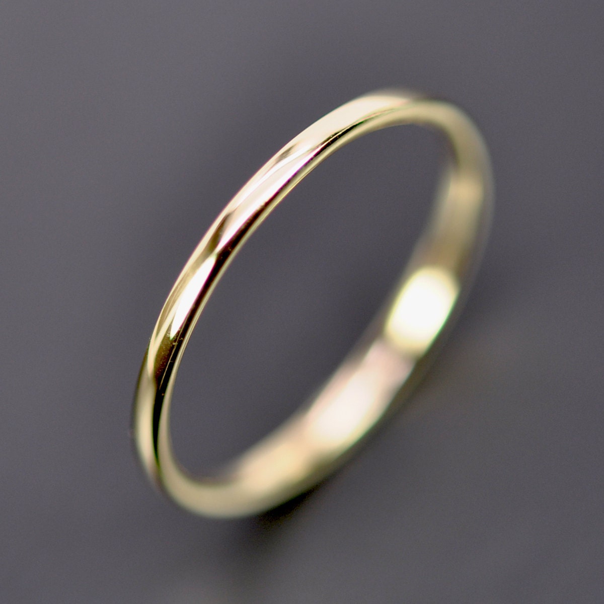 10k Yellow Gold Wedding Band 3.7 mm Thumb Ring Hollow Comfort Fit