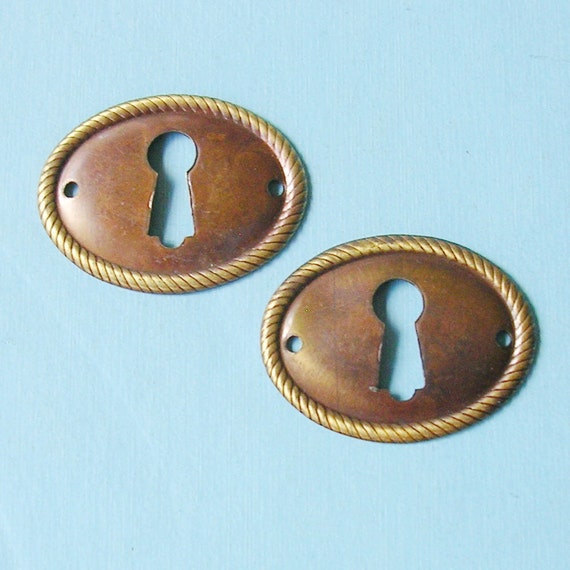 Items similar to Antique Vintage Brass Keyhole Key Hole Cover Covers