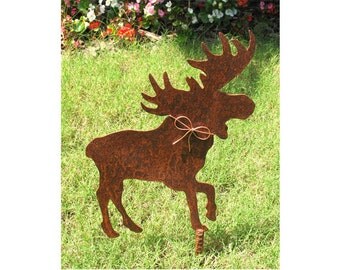 Moose Metal Garden Stake - Metal Yard Art - Metal Garden Art - Rustic - Rusty