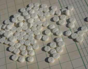 Tiny White Buttons - Sewing Bulk Button - Doll Clothes - 1/4" Wide - 6mm - 100 Buttons