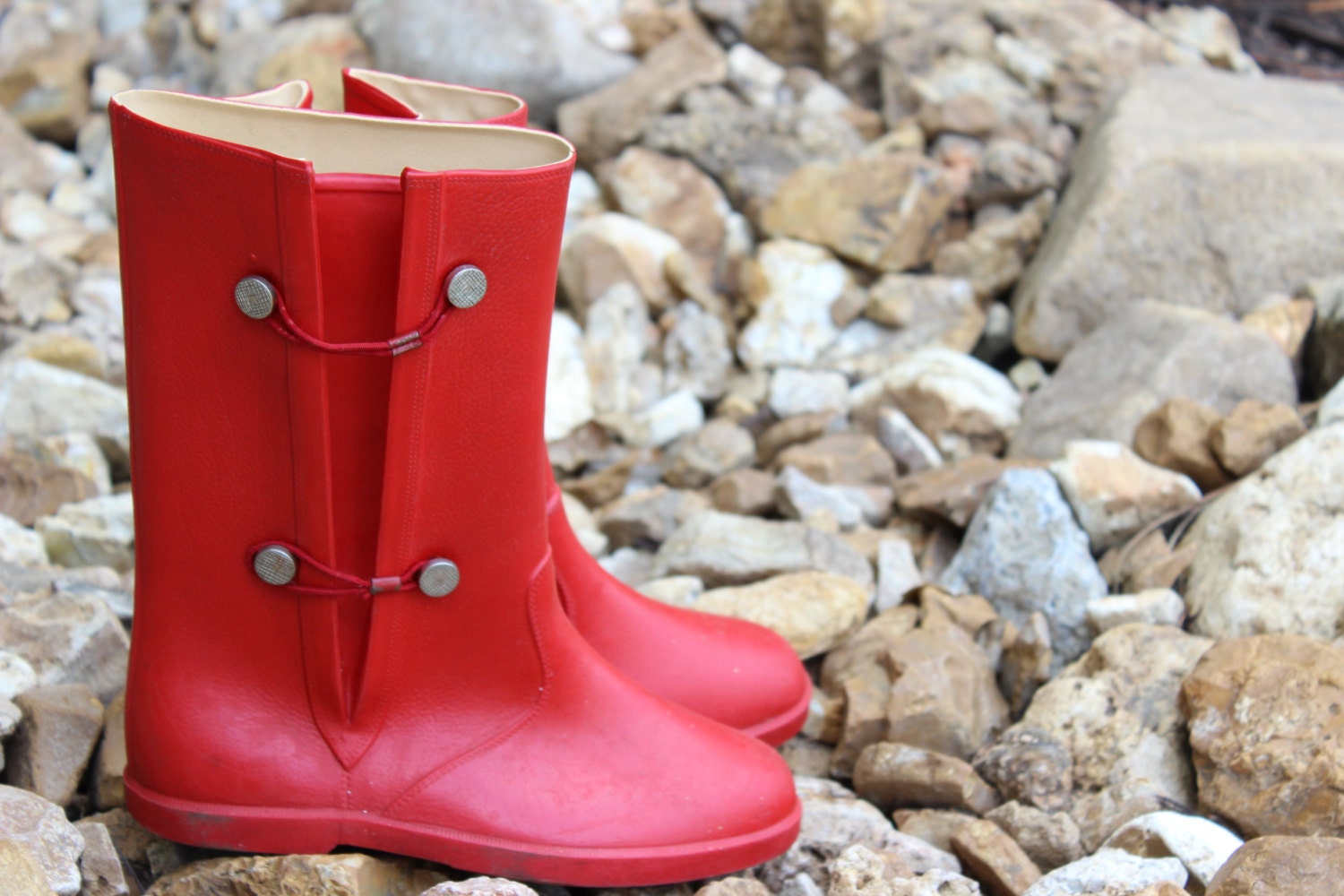Vintage Red Rubber Galoshes Rain Boots