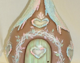 Gingerbread House Gourd - Hand Painted Gourd