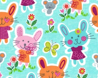 Fat Quarter - Some Bunny Loves You by Michael Miller Fabrics CX5915-AQUA-D