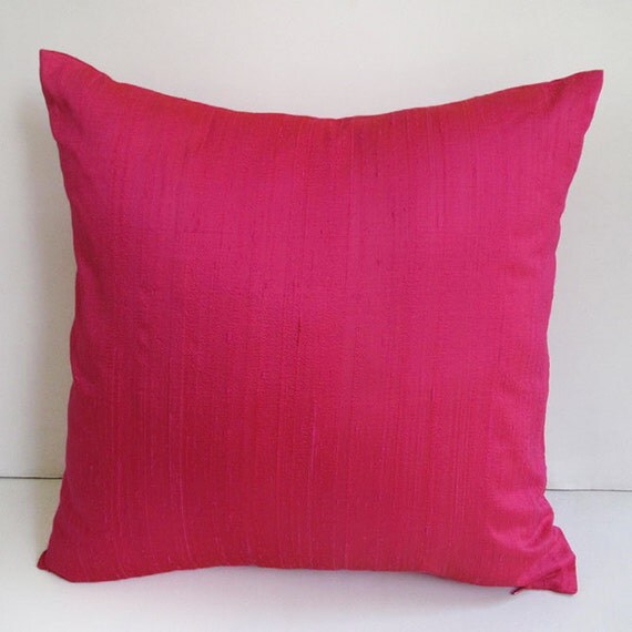 Hot pink dupioni silk pillow cover silk throw pillow. custom