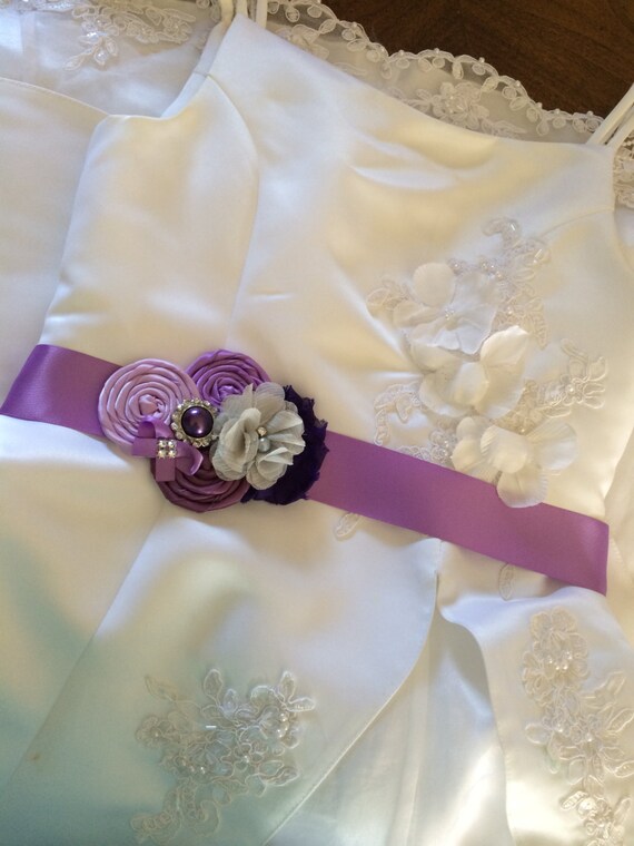 FLOWER GIRL sash bridal sash wedding by FallenStarCoutureInc