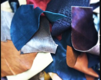 1/2 a pound Lambskin soft Leather Remnants (great pieces) ,earthy colors plus surprises, hand selected