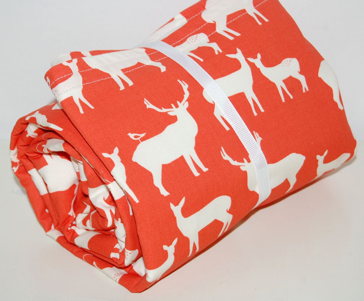 ORGANIC coral baby blanket deep coral elkready to ship