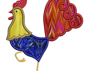 Rooster Chicken Fancy Applique Machine Embroidery Designs 4x4 & 5x7 Instant Download Sale