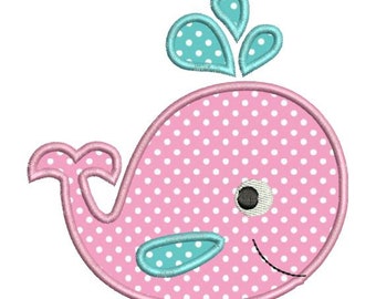Applique Whale Baby Cute II Machine Embroidery Designs 4x4 & 5x7 Instant Download Sale