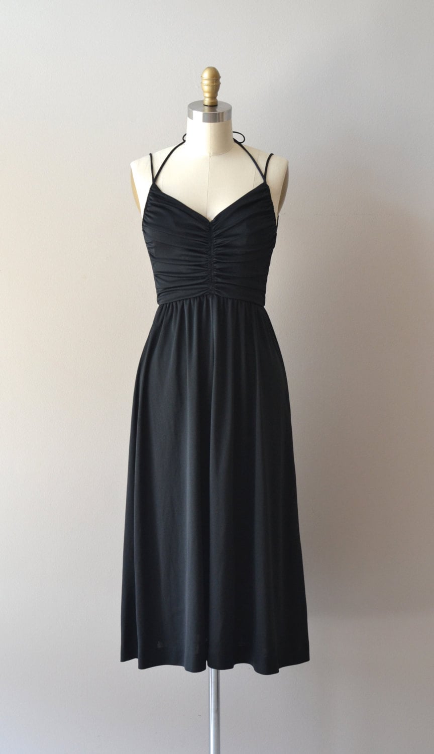 vintage 70s dress / black 1970s dress / Heart of Glass dress