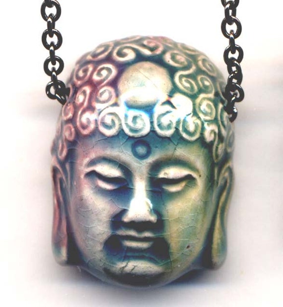 Buddha Pendant Necklace OOAK Buddha Necklace Buddhist by Annaart72