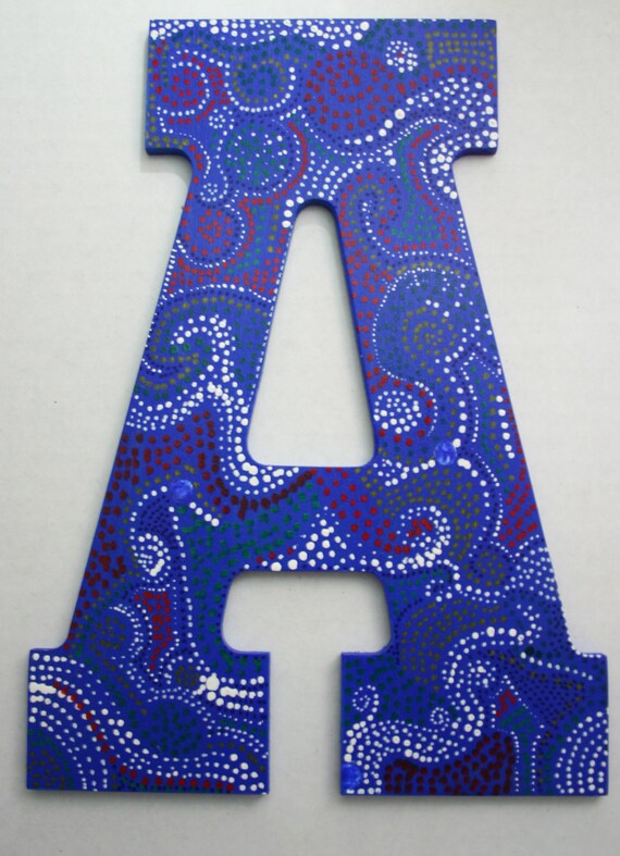 SALE Hand Painted Letter Nursery Letter A Dot painted