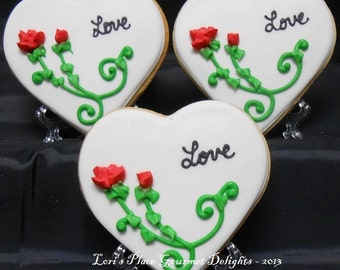 Heart Wedding Cookies - Wedding Cookie Favors - 1 Dozen