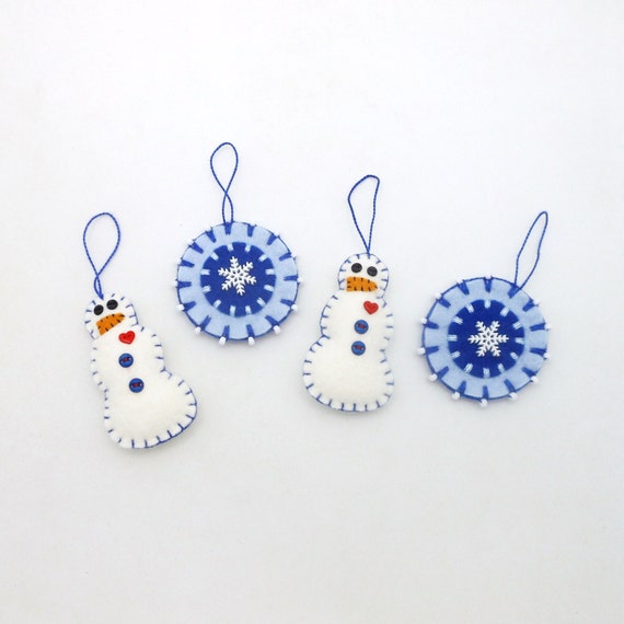hand sewn penny rug style christmas ornaments set of 4 hand sewn penny rug style christmas ornaments set of 4