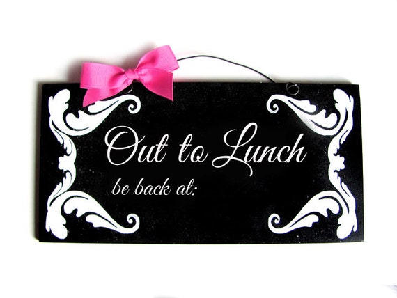 Out To Lunch Flourish Chalkboard Sign By Diamonddustdesigns