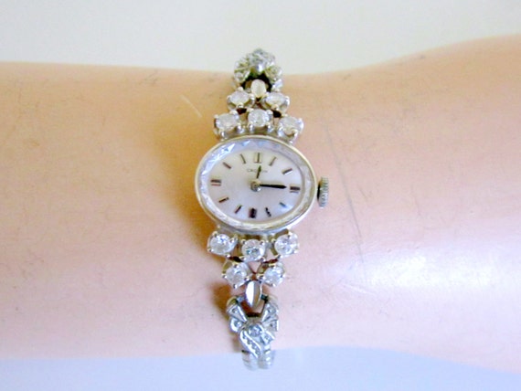 Vintage Croton Ladies Diamond Watch 14k White Gold