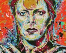 New - Modern Cross Stitch Kit &#39;David Bowie&#39; By Sara Bowersock - Needlecraft Kit - il_214x170.489718848_l2qh