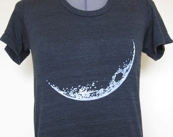 Moon Graphic T-Shirt Women Black American Apparel Sizes Small through XLarge