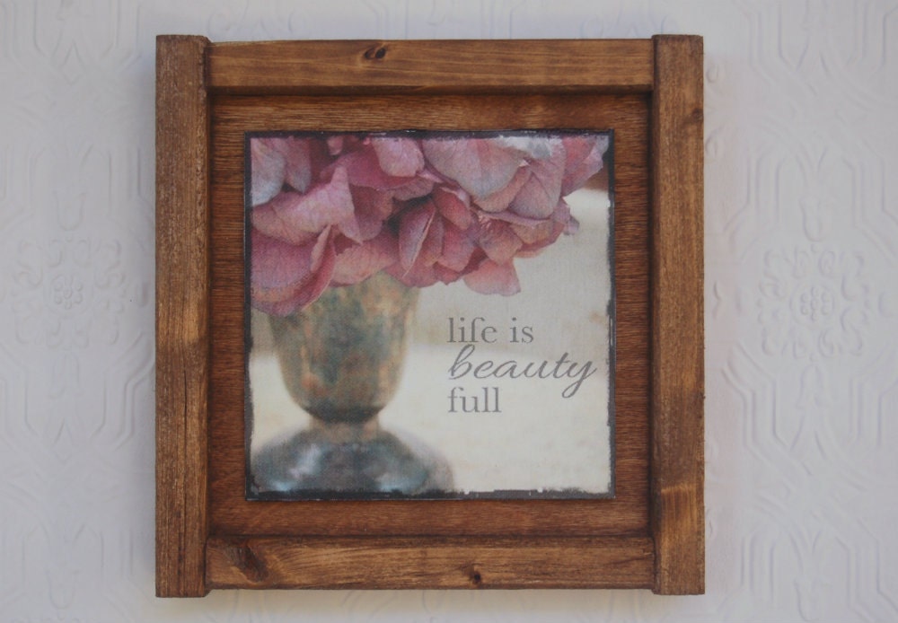 Canvas photo art on rustic wood frame plaque by myhydrangeahome