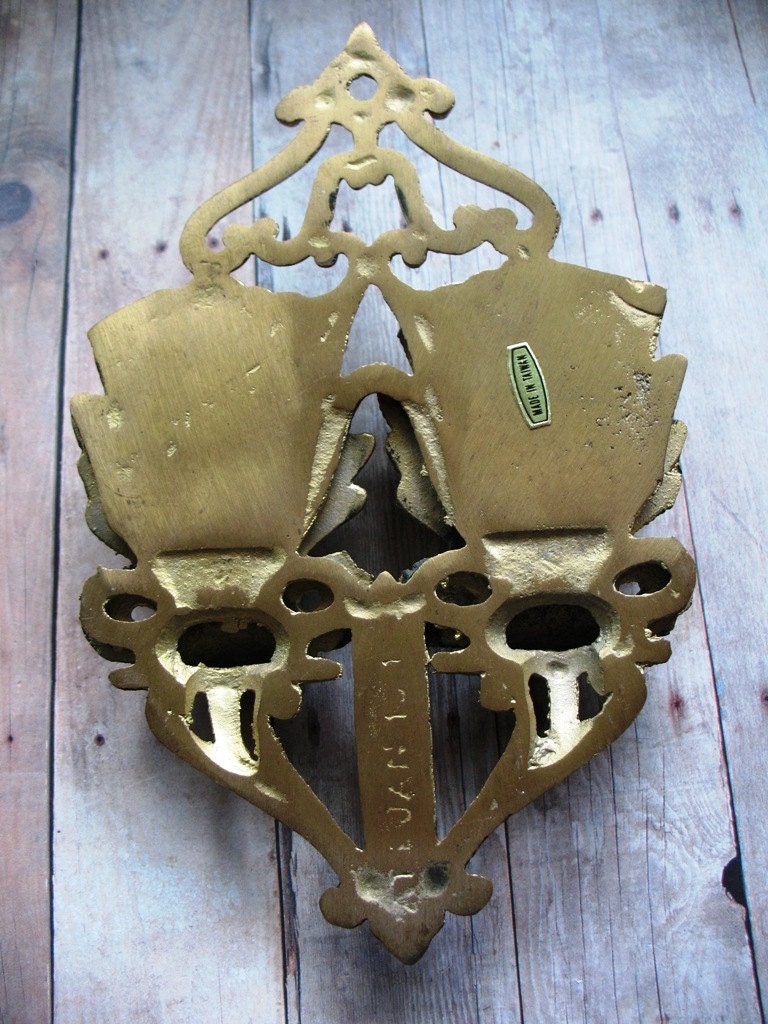 Vintage Brass Match Holder and Match Striker Brass Double