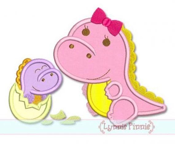 Download Items similar to DINOSAUR Siblings GIRL Applique 4x4 5x7 6x10 svg Machine Embroidery Design ...