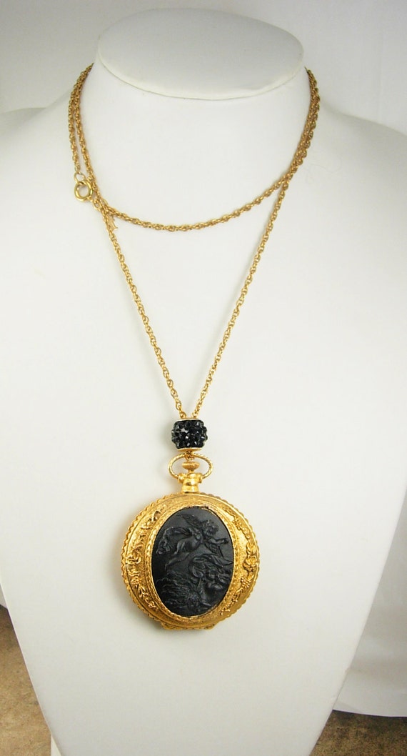 Victorian Cherubs pocketwatch locket necklace with Fleur de