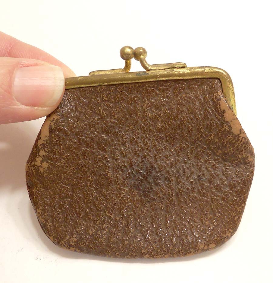 Antique Leather Coin Purse very Small very Old