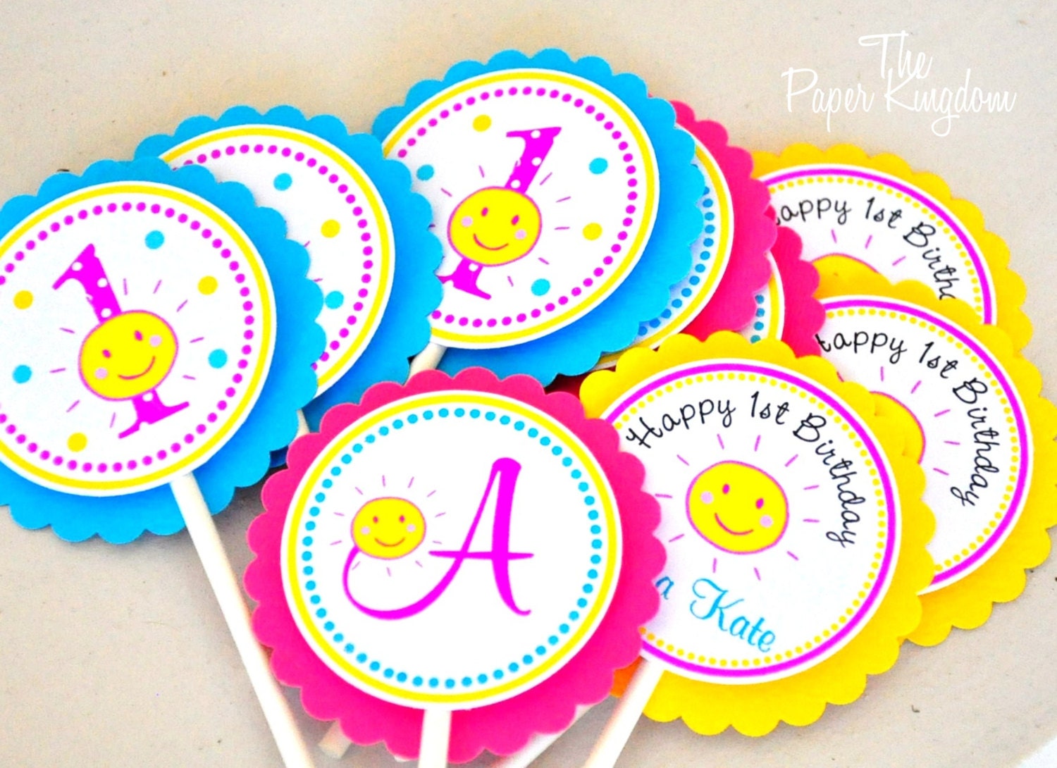 You are my Sunshine Cupcake Toppers in Yellow by thepaperkingdom