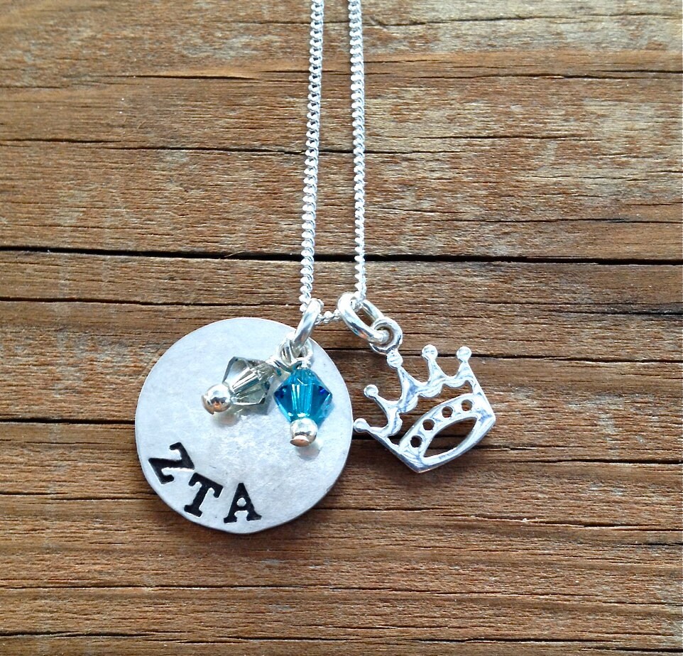 Zeta Tau Alpha Necklace Zeta Tau Jewelry Crown Charm