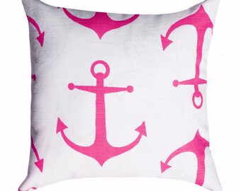 Premier Prints Anchors Candy Pink and White Decorative Throw Pillow Free Shipping