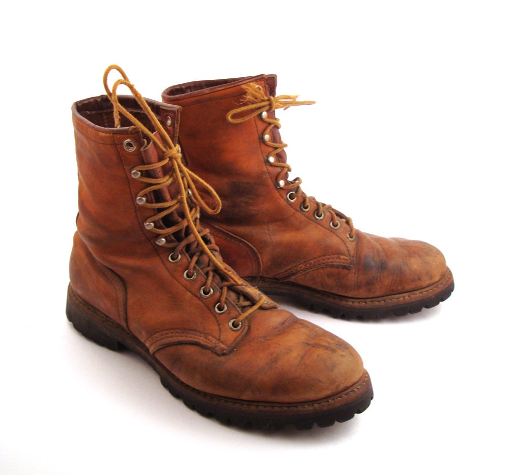 Red Wing Boots 1970s Irish Setter Distressed Brown Leather