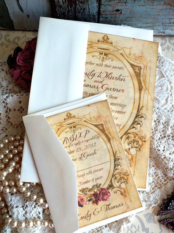 Romantic Vintage Wedding Invitation Suite Handmade by