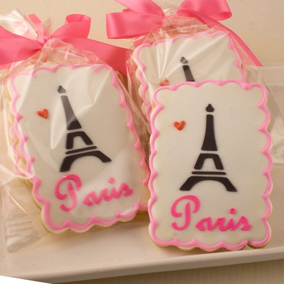 Paris Themed Cookies Eiffel Tower 12 Decorated Sugar