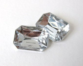 Vintage Glass Rhinestone Jewel Crystal Clear Octagon 18x13mm rhs0471 (2)