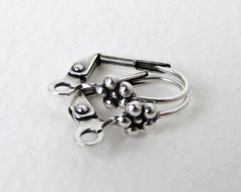 Antiqued Silver Ox Earwires Vintage Style Flower Fancy Leverback 15mm erw0123 (10)