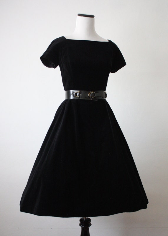 50s dress vintage 1950s black velvet dress 50s party dress