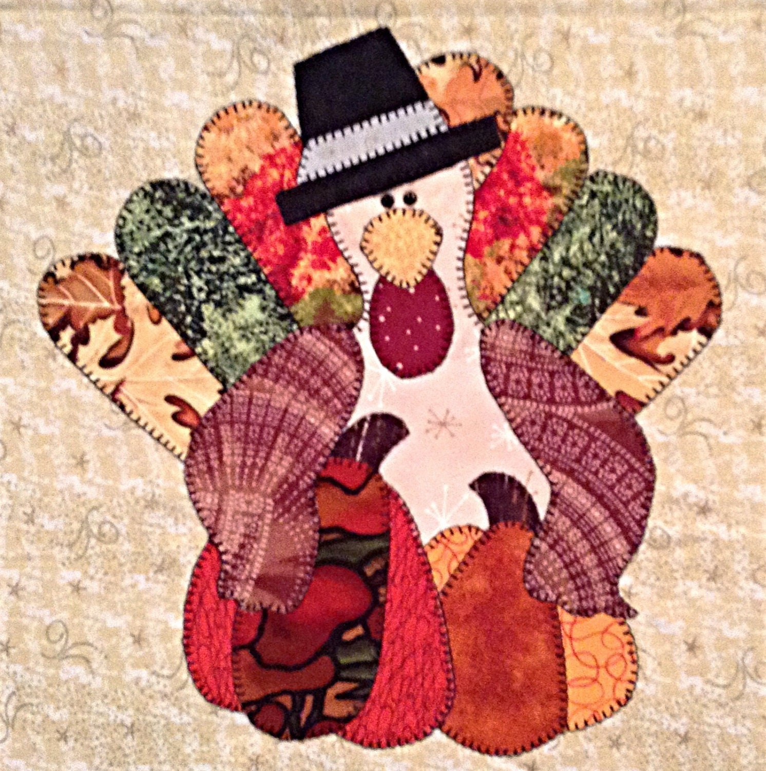 November Turkey Appliqued Quilt Block