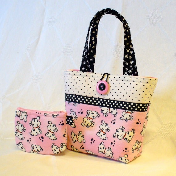 Cute Puppies Little Girls Purse Spotted Puppy Dogs Mini Tote Bag and ...