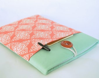 Computer Case Laptop Sleeve Laptop Case 13 inch Custom Size 11"-15" Cover Padded with Gadget Pocket - Coral Damask