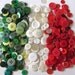 100 Assorted CHRISTMAS Buttons, green, red, white, craft, scrapbooking, cards, sewing, notions embellishment, Italy, Mexico, Cinco de Mayo