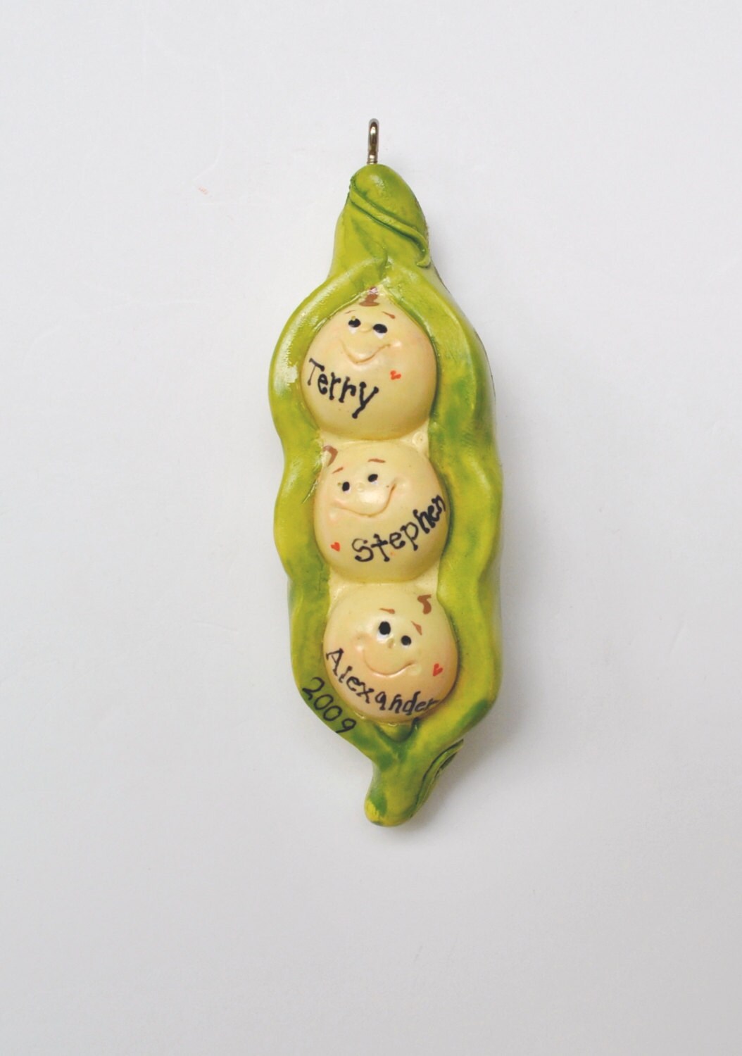Personalized 3 Peas in a Pod Family Christmas Ornament