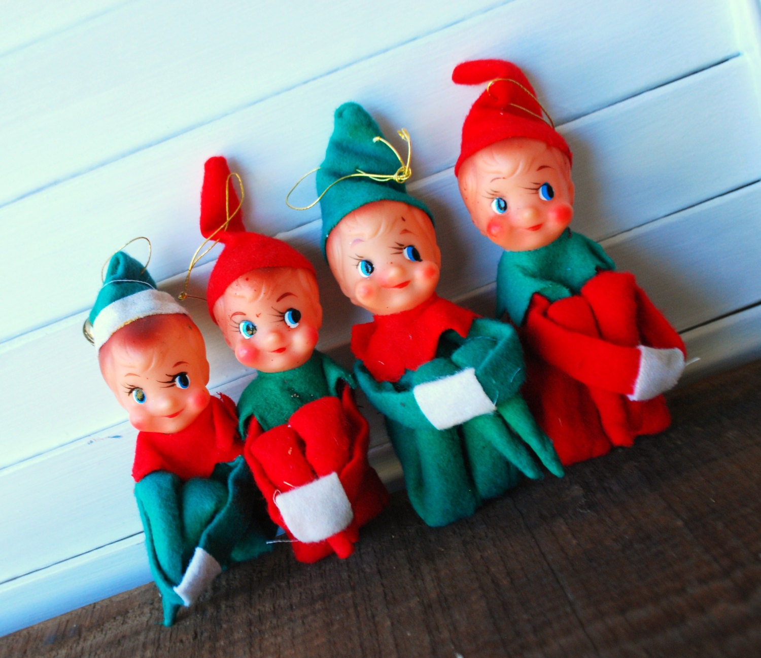 Vintage knee hugger elf elves ornaments by FunsizeVintage on Etsy